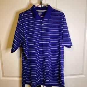 Mens Adidas Climacool stripedpolo‎ shirt XL Royal /white